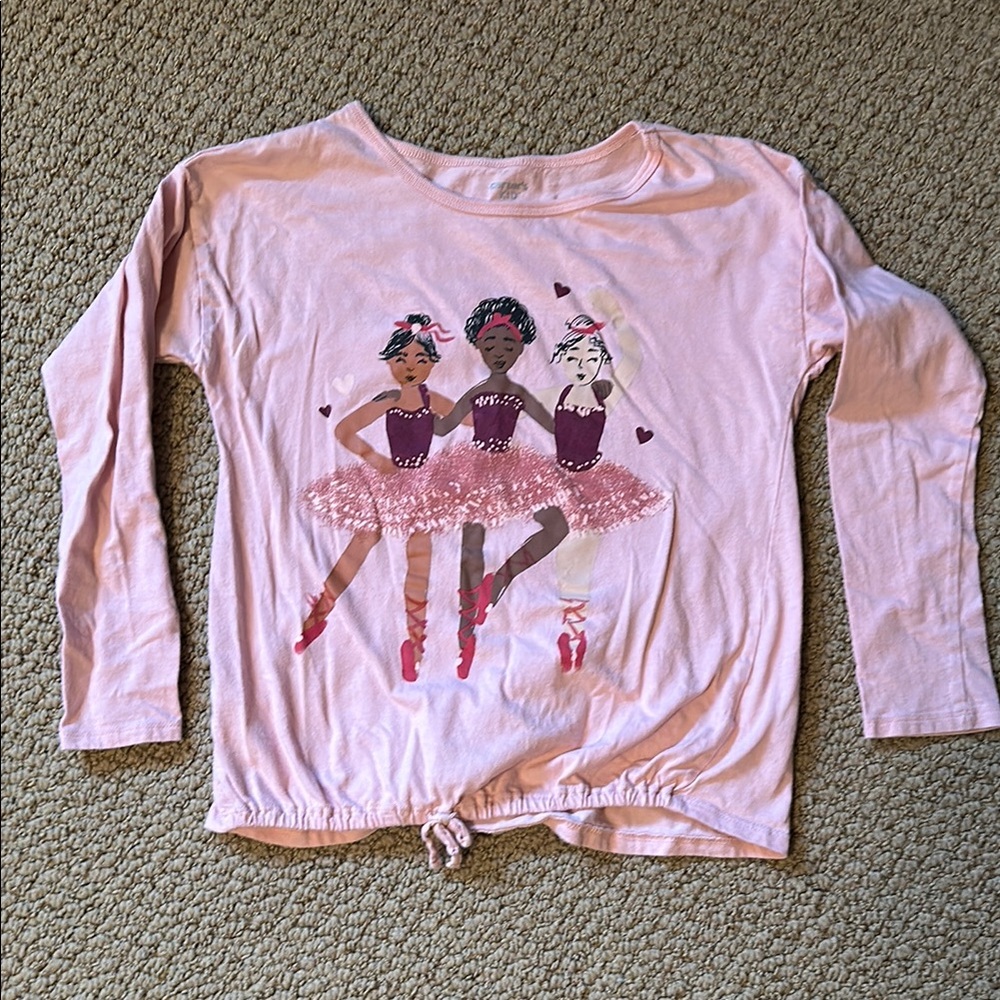 Pink Ballerina Long Sleeve Kids Top